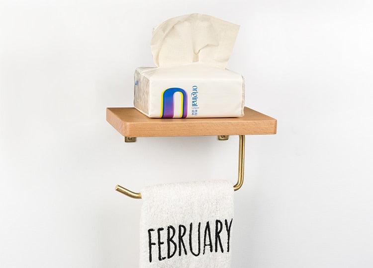 WoodNest - Stijlvolle Houten Toiletrolhouder met Opbergruimte