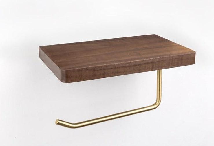 WoodNest - Stijlvolle Houten Toiletrolhouder met Opbergruimte