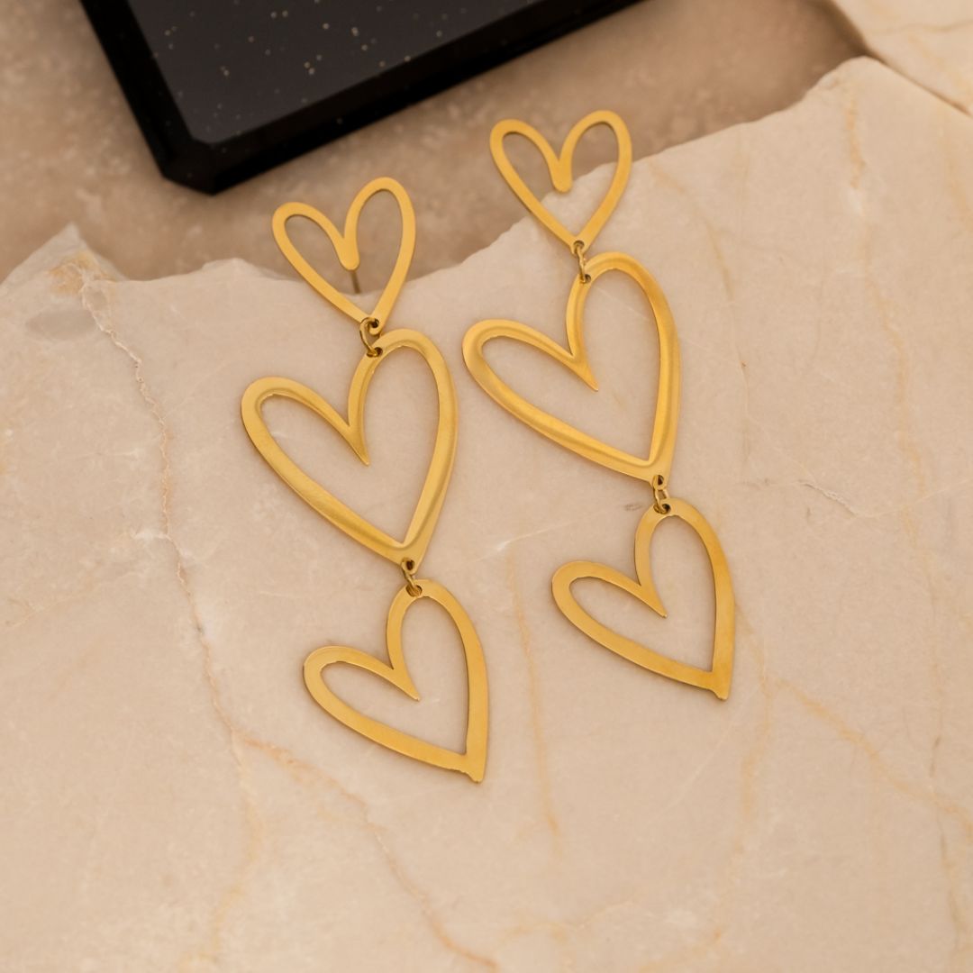 TripleHeart Earrings - Elegante & Trendy Oorbellen