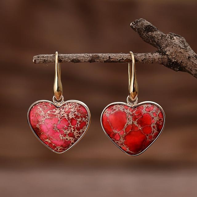 Ruby Essence Earrings – Elegante Sienna Jaspis Oorbellen