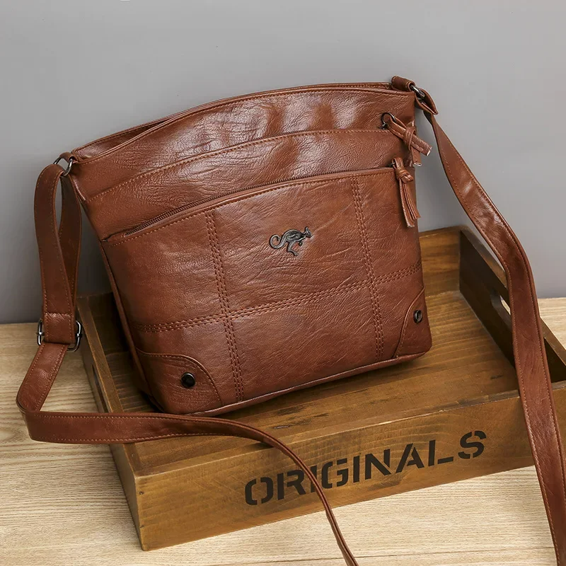 LuxuryCarry - Elegante Leren Schoudertas met Ruim Ontwerp