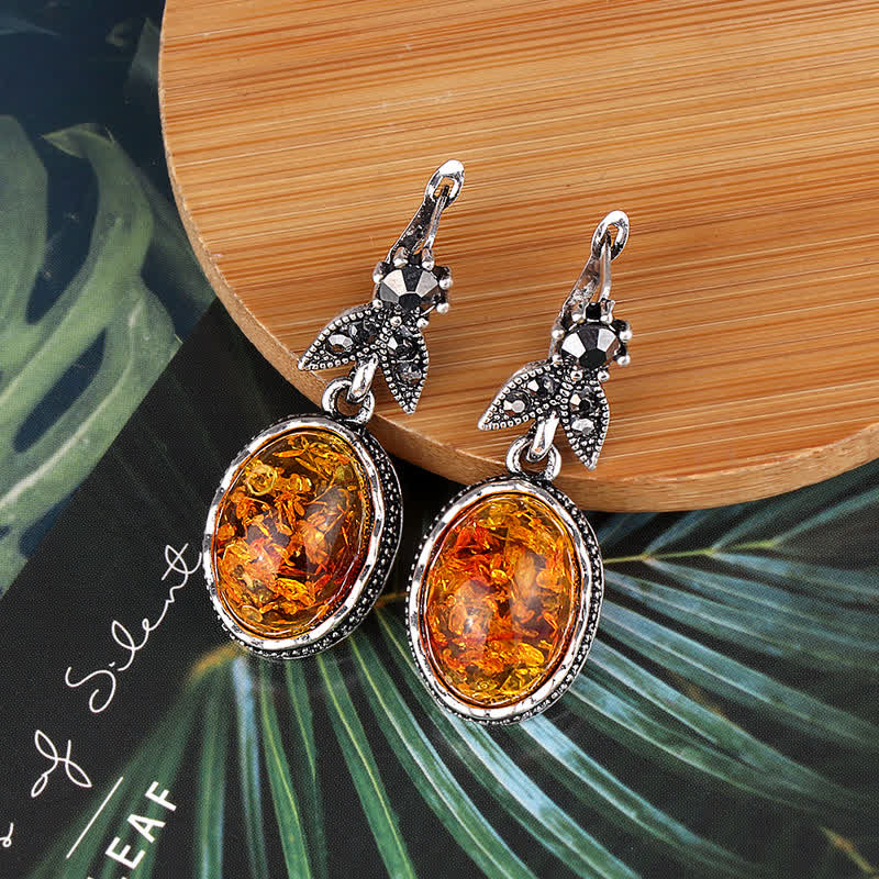 Nora's Vintage Floral Amber Earrings