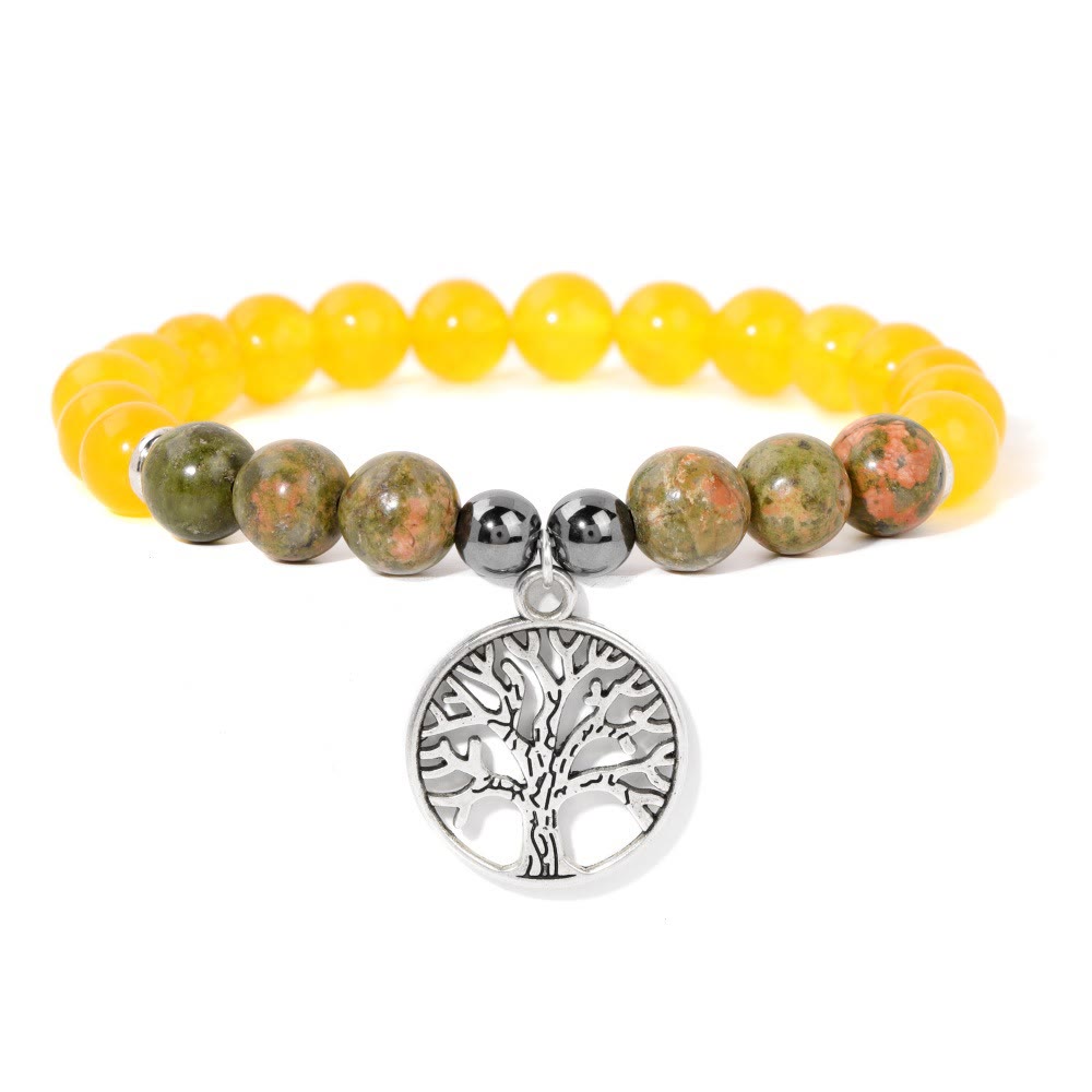 Elegante Mila Armband met Natuurlijke Kristallen en Levensboom Design
