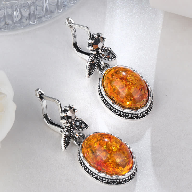 Nora's Vintage Floral Amber Earrings