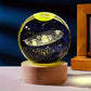 LumiSphere - Luxe 3D Kristallen Tafellamp met Houten Voet