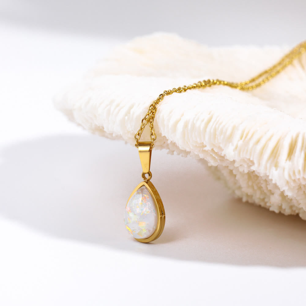 Eloise 18K Natuurlijke Opaal Druppel Hanger Ketting - Een Betoverende Elegantie