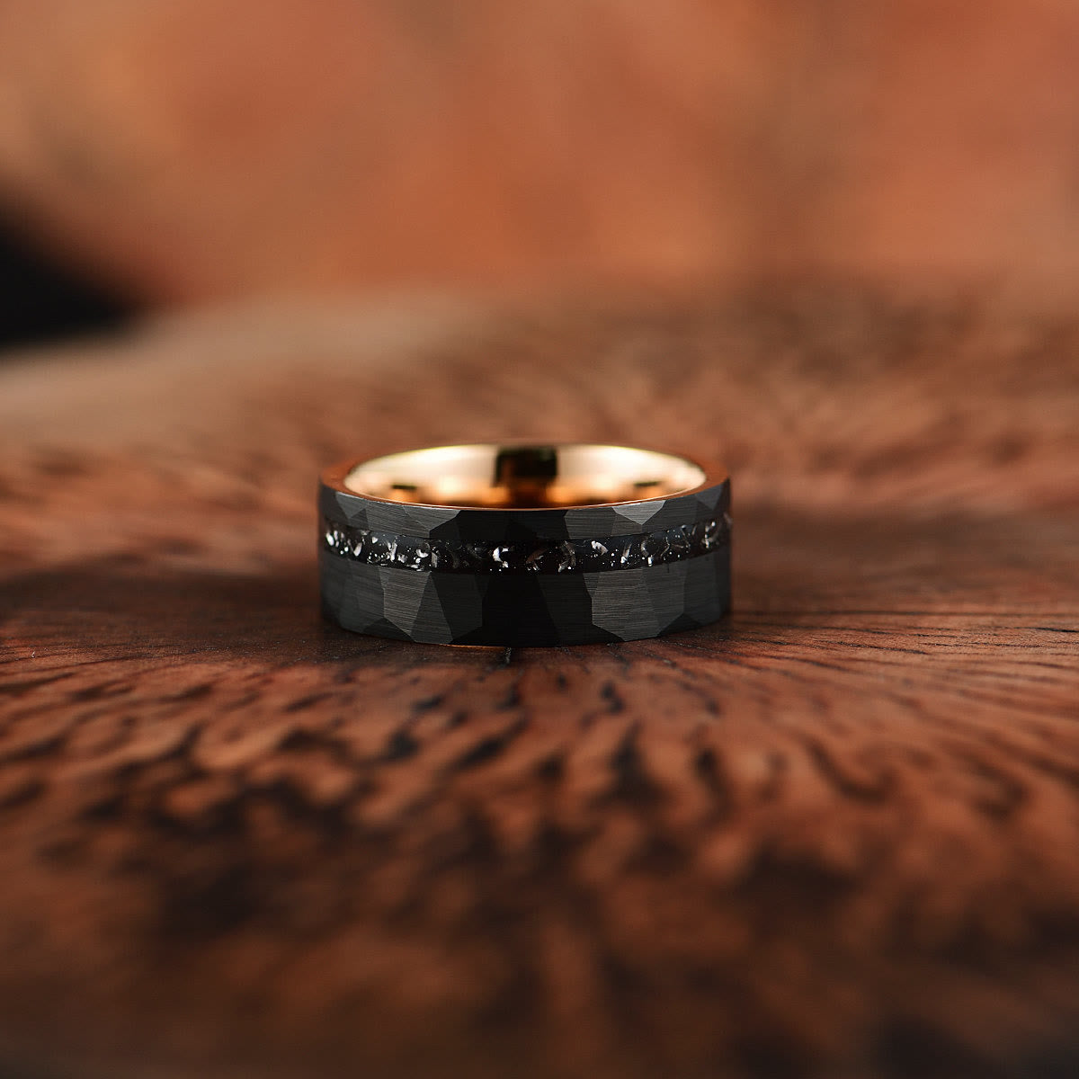 Ares - 8mm Black Tourmaline Tungsten Carbide Ring