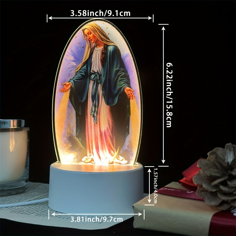 DivineGlow Nightlight - LED Maagd Maria met Acryl