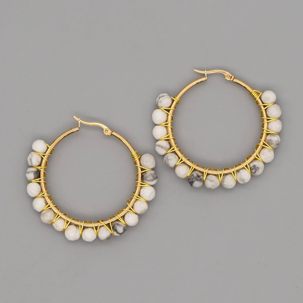 Sanne's Elegant Boho Nature-Inspired Crystal Hoop Earrings