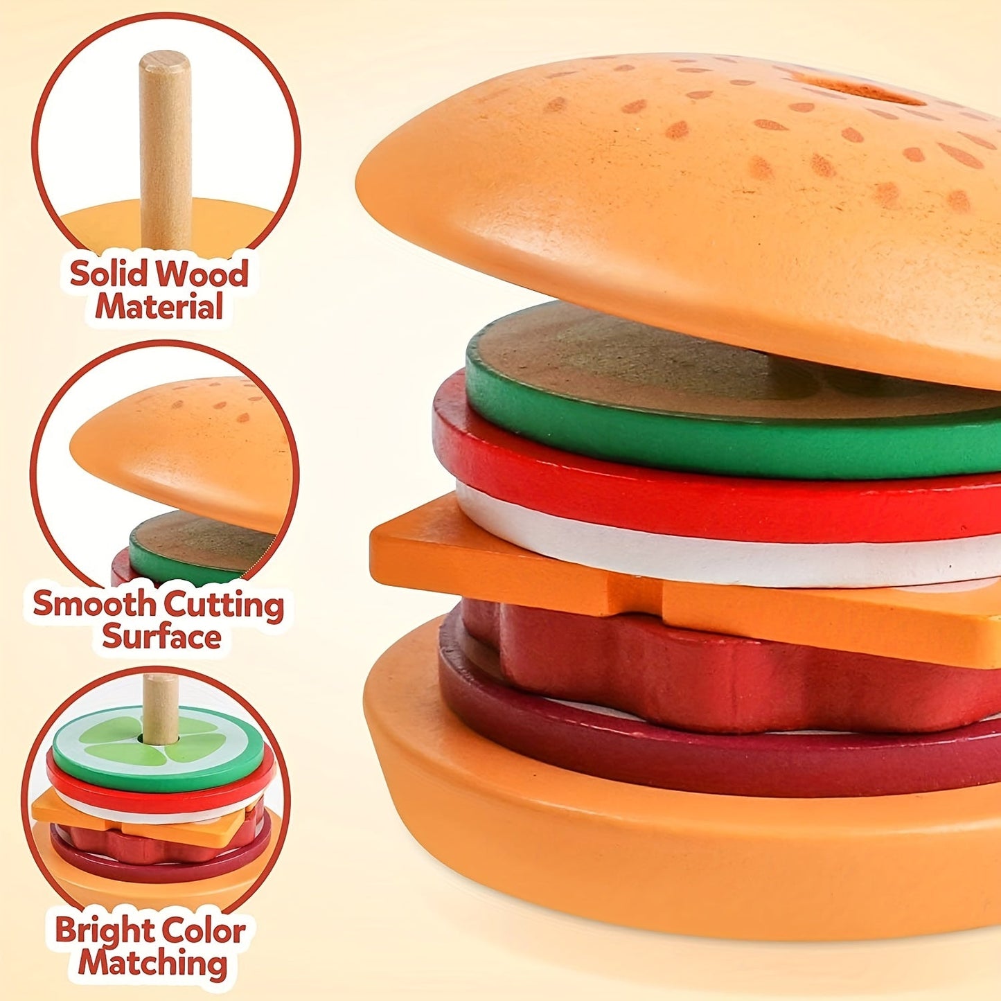 BurgerBuilders - Creatief Montessori Stapel Speelgoed