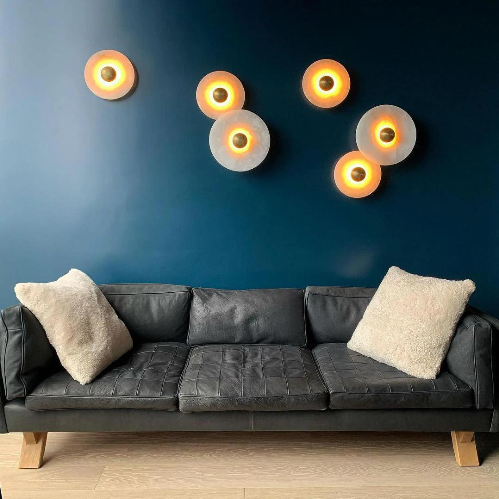 Aurora d'Or - Ronde Alabaster/Aluminum Wandlamp