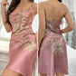 SatinDreams Kimono Set - Elegante Bloemen Nachtmode