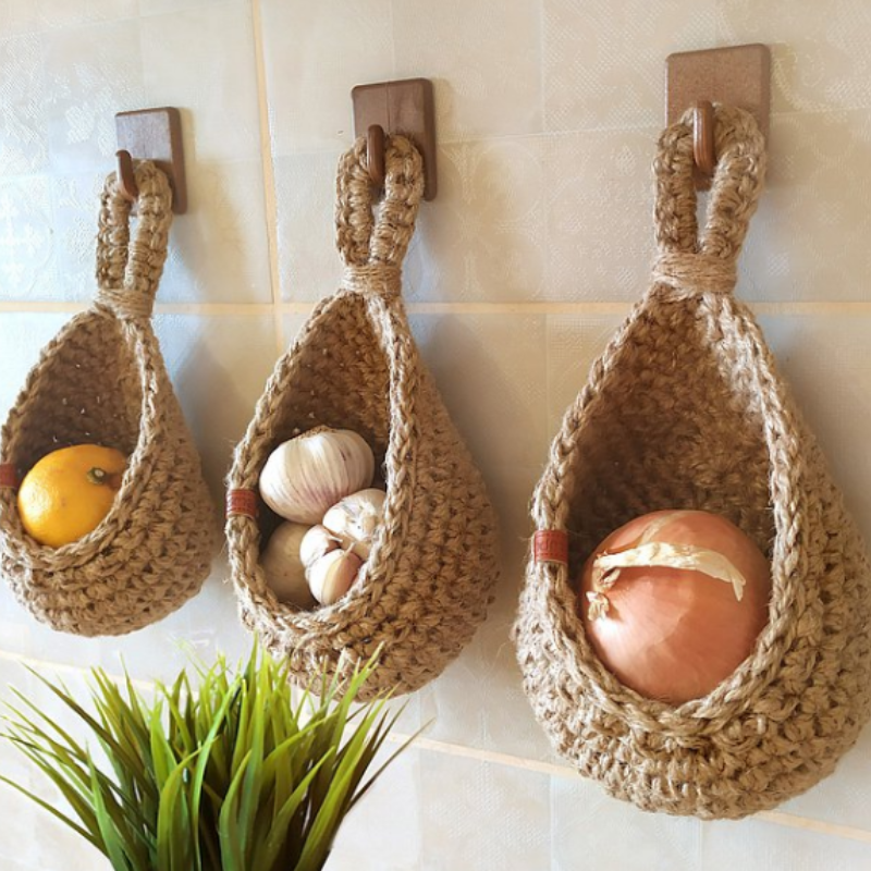 Stijlvolle EcoWeave Hangmand - voor Duurzame Opslag van Groente en Fruit