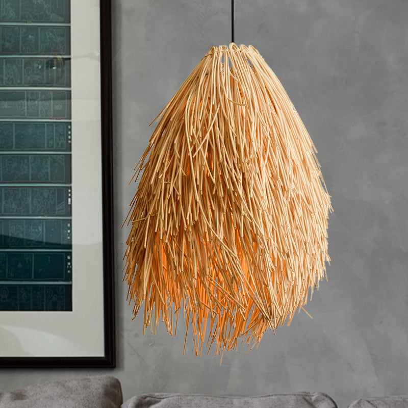 RattanGlow Pendant - Elegante Rieten Hanglamp met Aziatische Invloeden