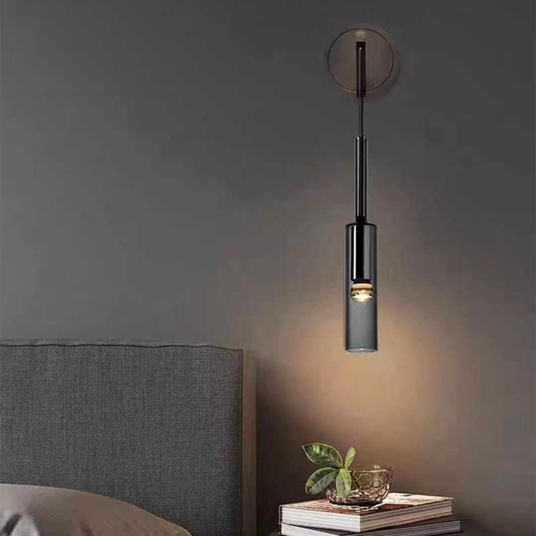 SoleilFumé – Scandinavische Wandlamp met Gerookt Glas