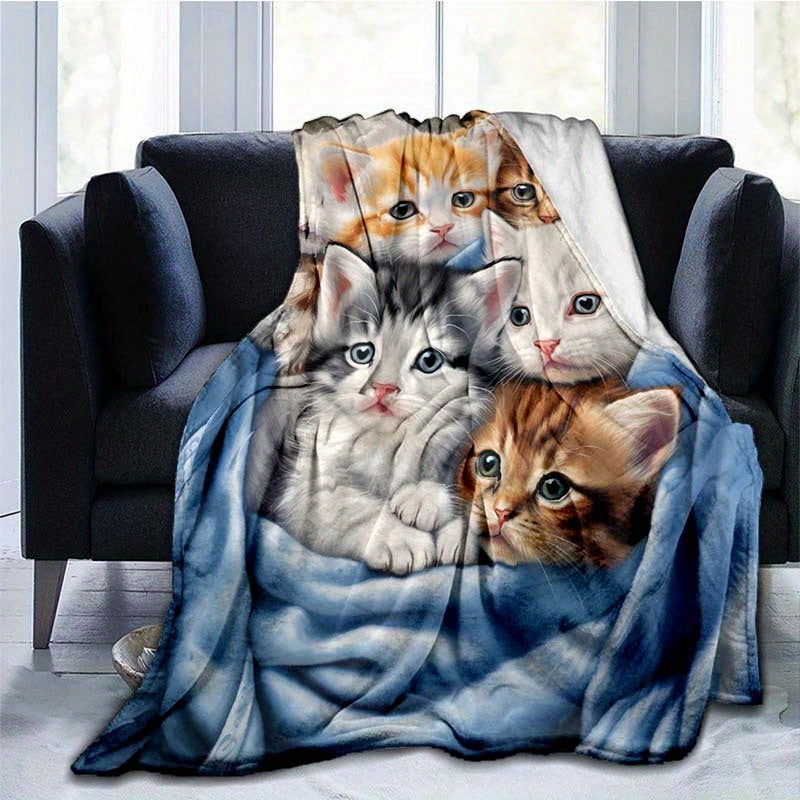 FluffyCat – Zachte Flanellen Dekken met Kattenprint