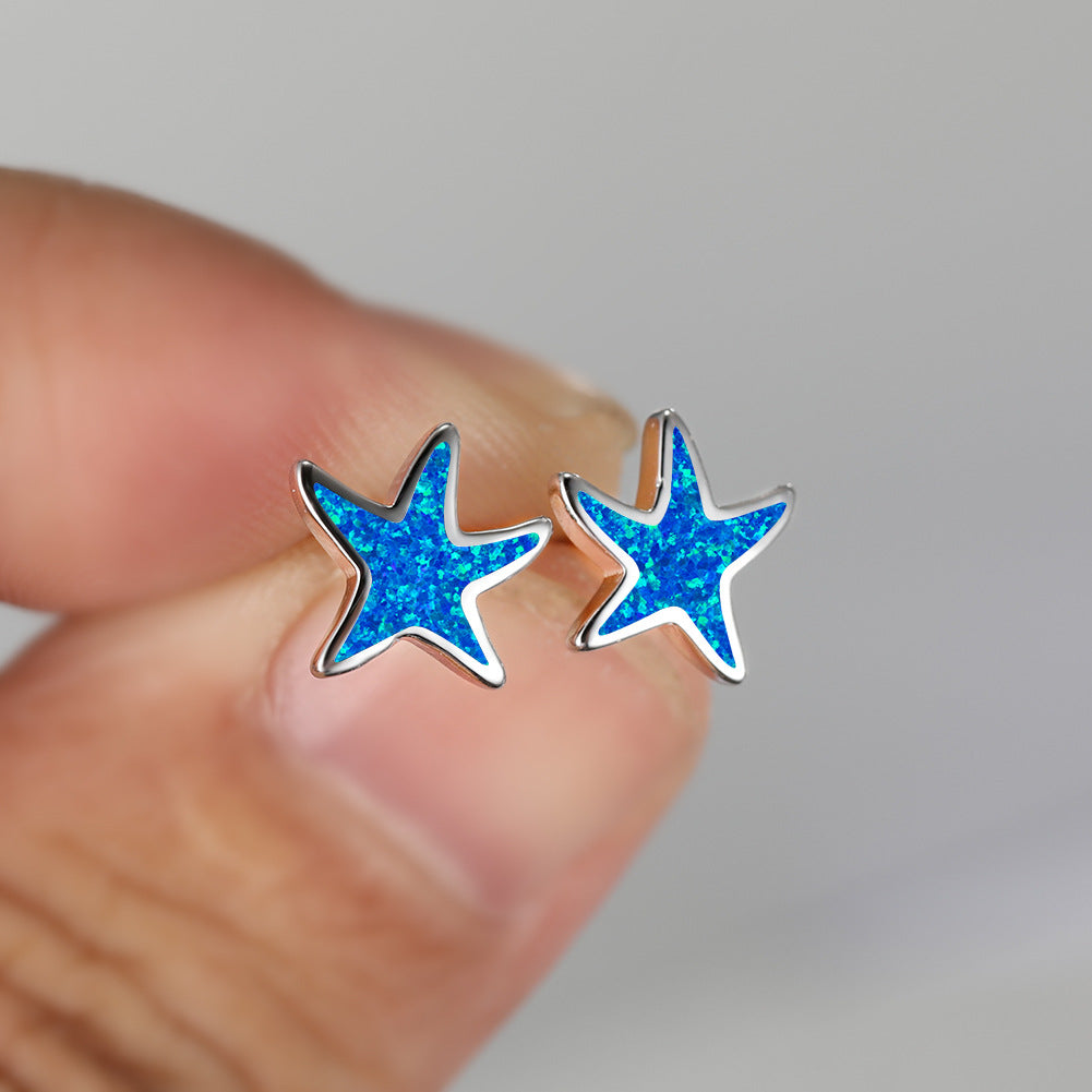 Marina's Stunning Blue Opal Starfish Earrings