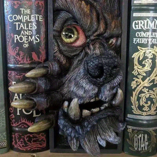 Mystieke Charm - Unieke Monster Boekensteun in Zwart en Grijs