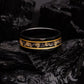 Elegante Orion Ring van Zwart Meteoriet met Luxe Gouden Bladdetails