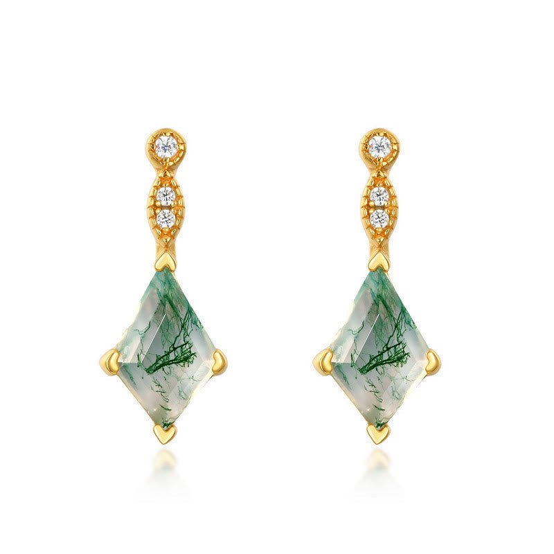 Elegant Moosagaat en Witte Zirkon Sieraad Set - Lana