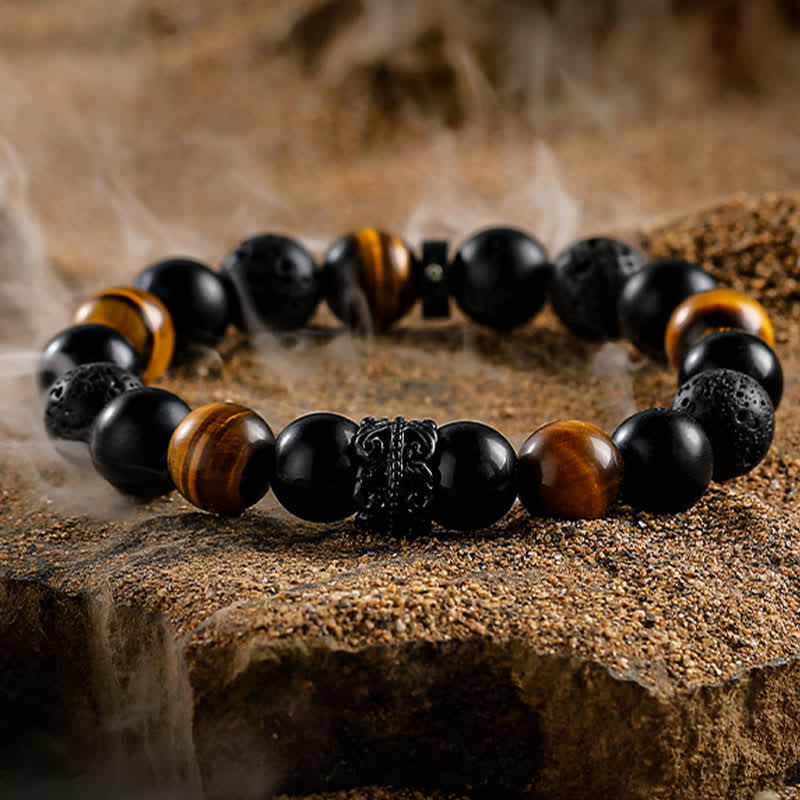 Ragnar "Lord Black Warrior" Natuurlijke Kristallen Kralenarmband - Kracht en Stijl in Één