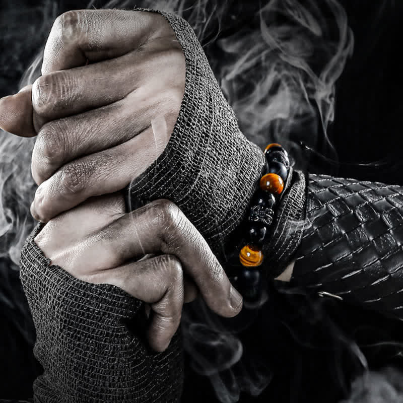 Ragnar "Lord Black Warrior" Natuurlijke Kristallen Kralenarmband - Kracht en Stijl in Één