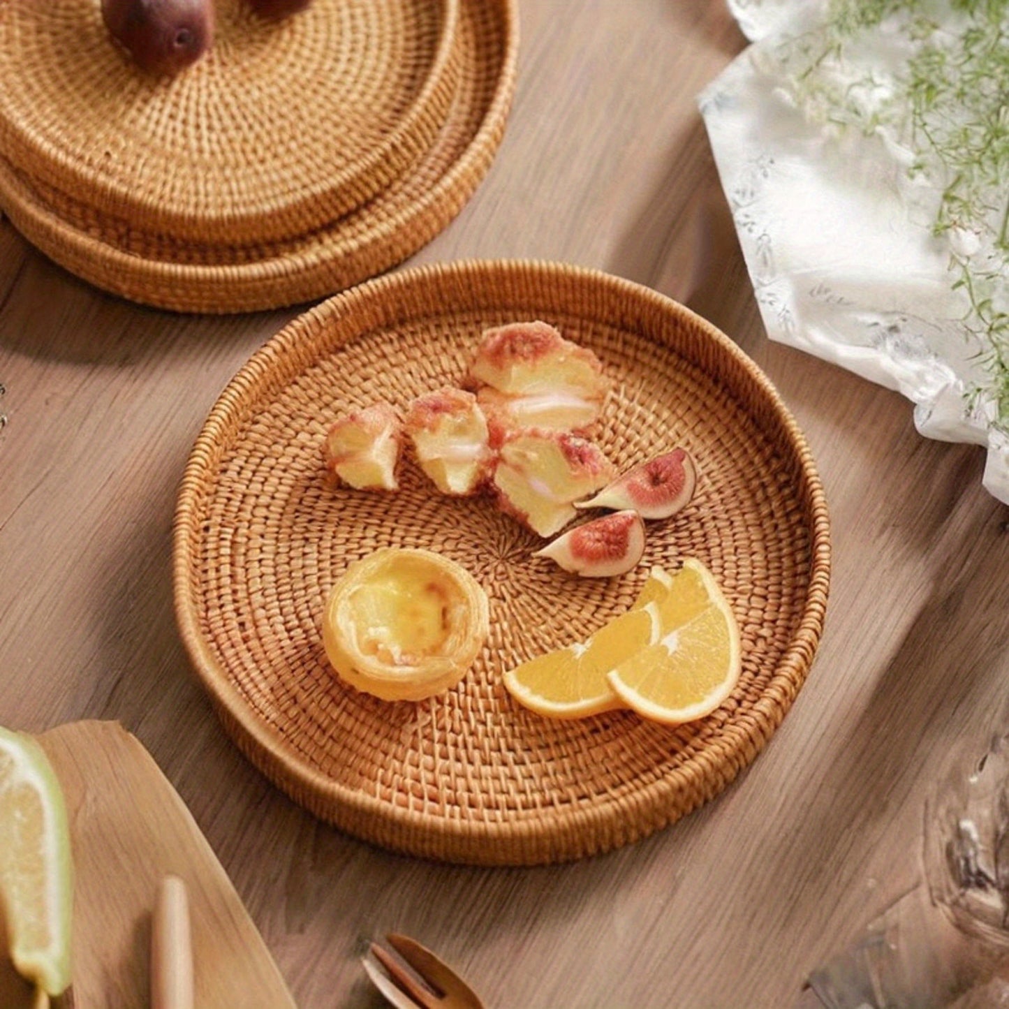 RattanCharm - Elegante Handgeweven Serveerschaal van Rotan