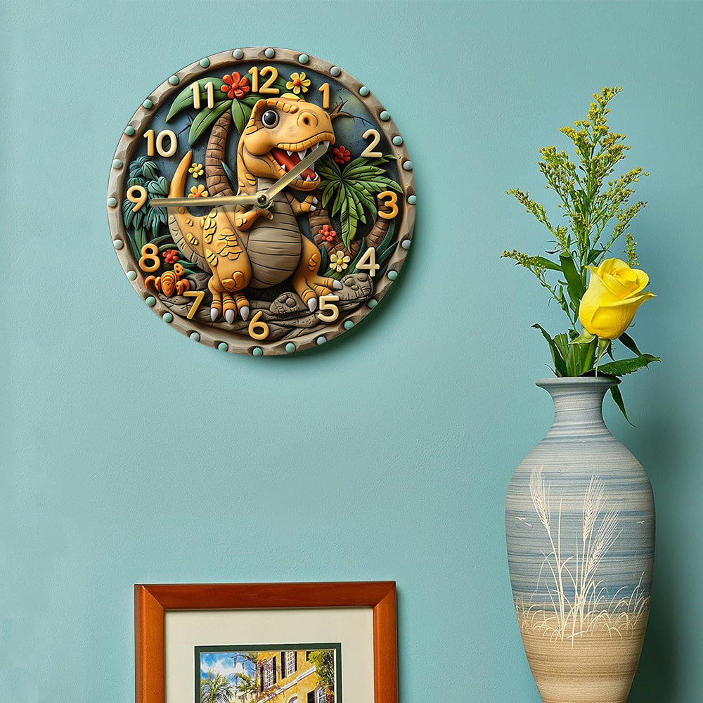 DinoTime Clock – Speelse Dinosaurus Muurdecoratie