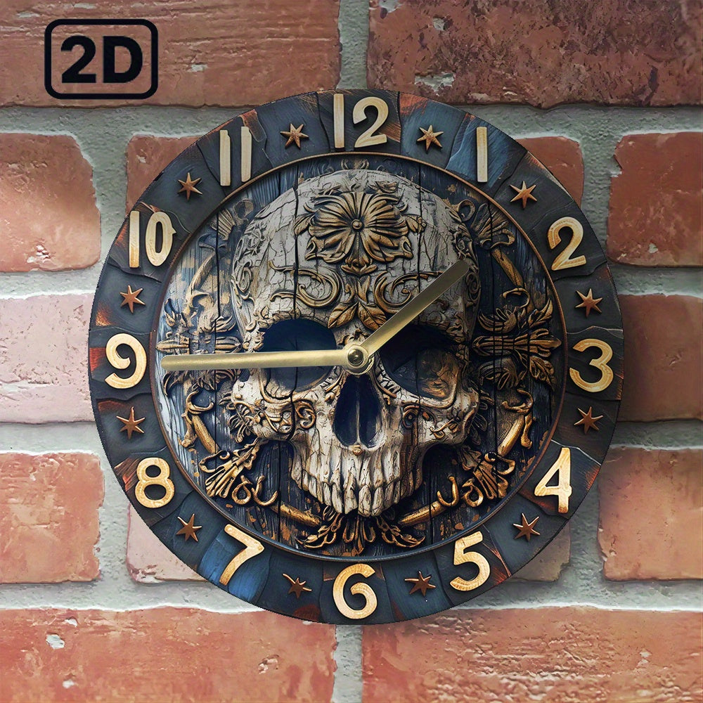 SkullTime Clock - Modern Aluminium Wandklok met Schedel