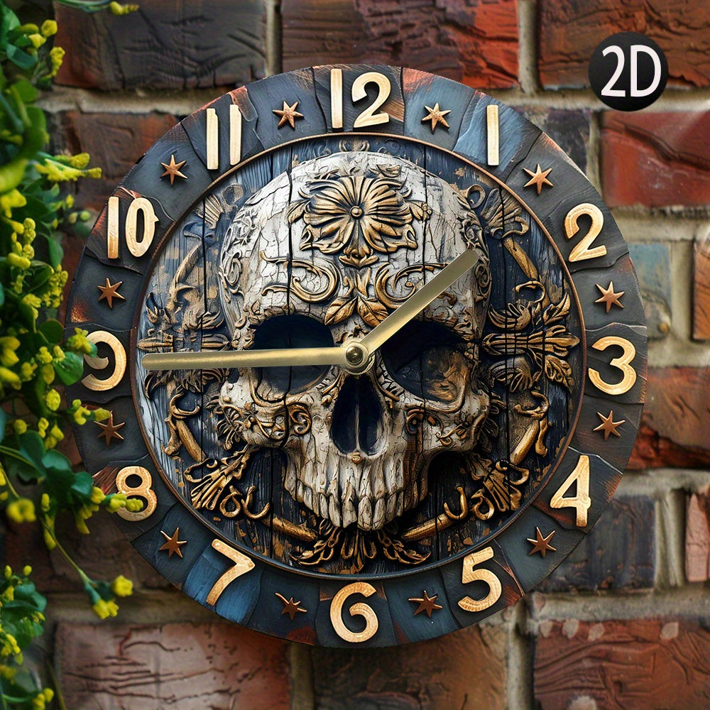 SkullTime Clock - Modern Aluminium Wandklok met Schedel