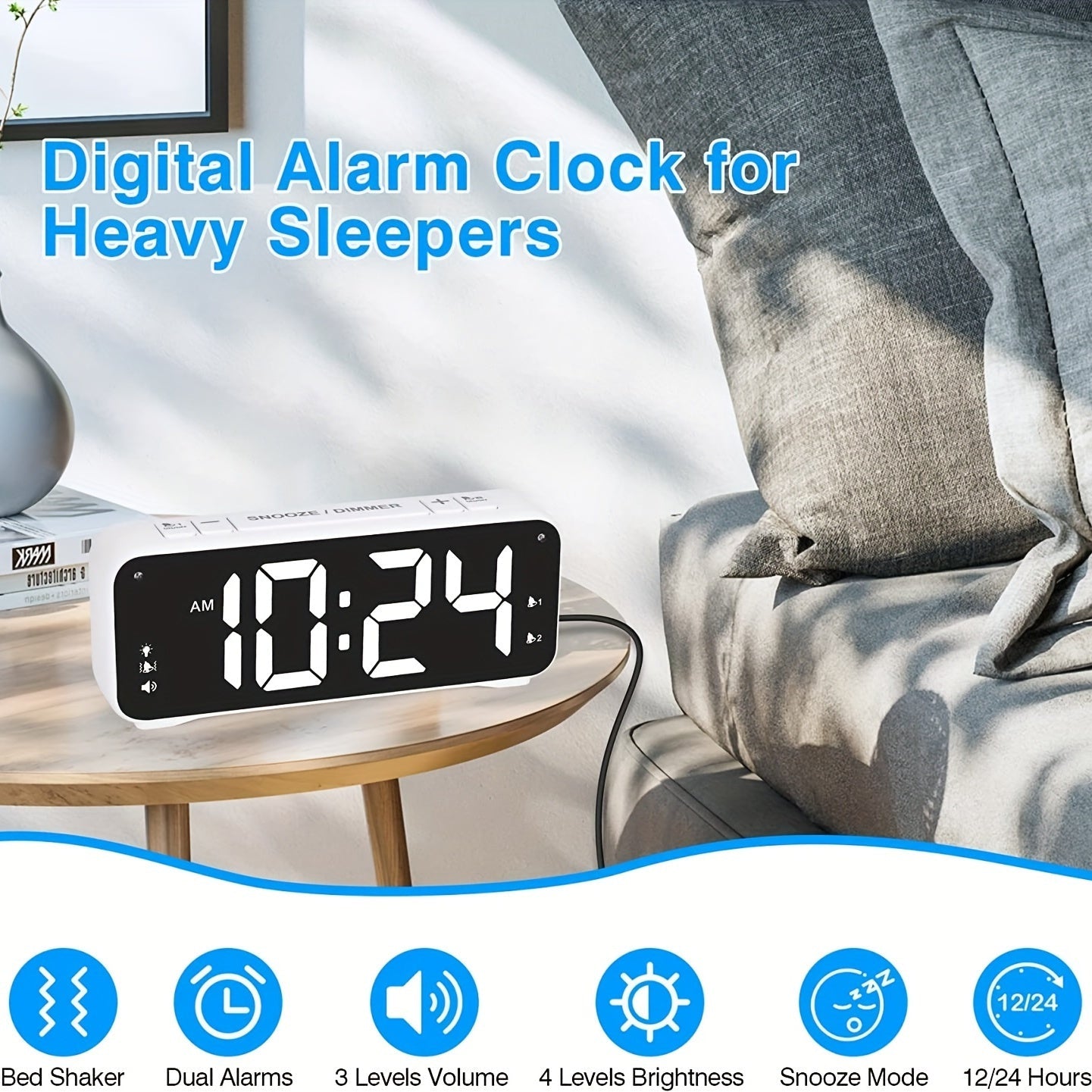 LoudClock - Premium Vibrerende Wekker met LED Scherm