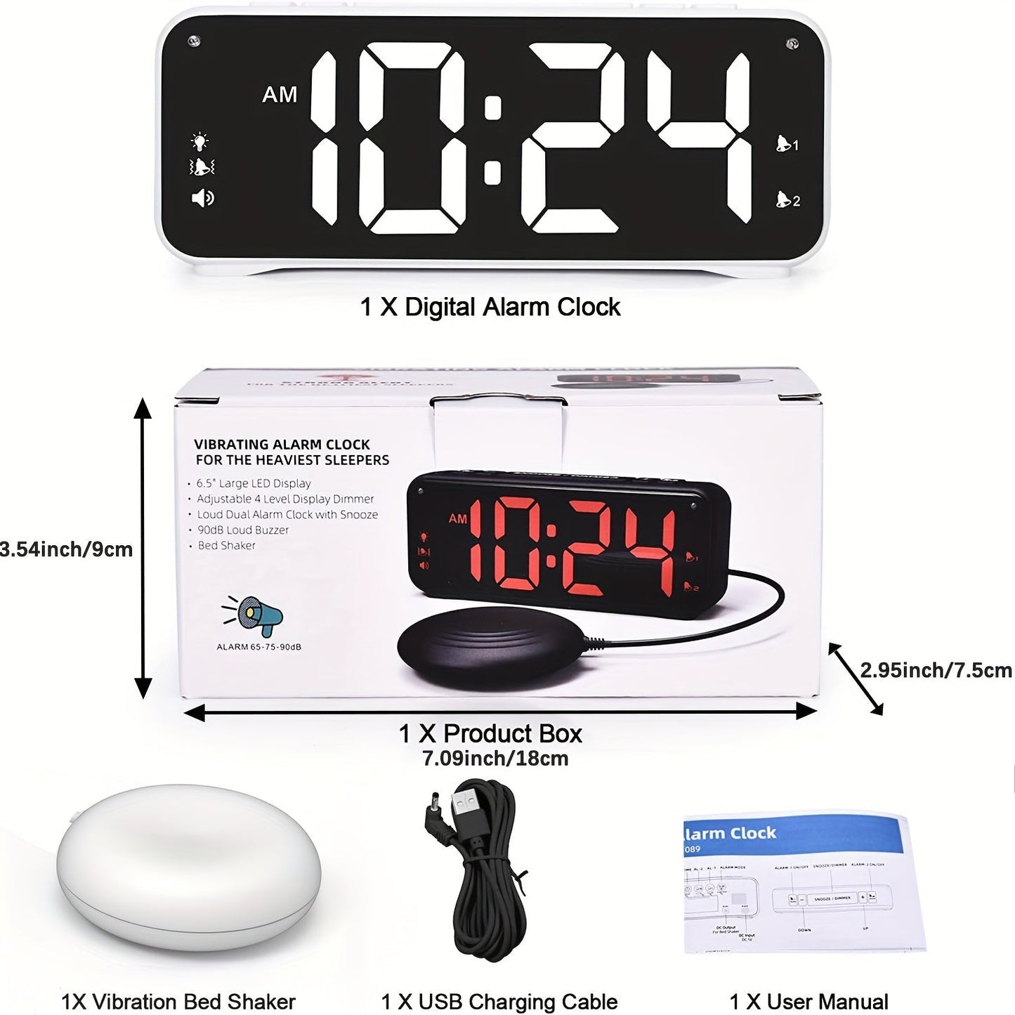 LoudClock - Premium Vibrerende Wekker met LED Scherm