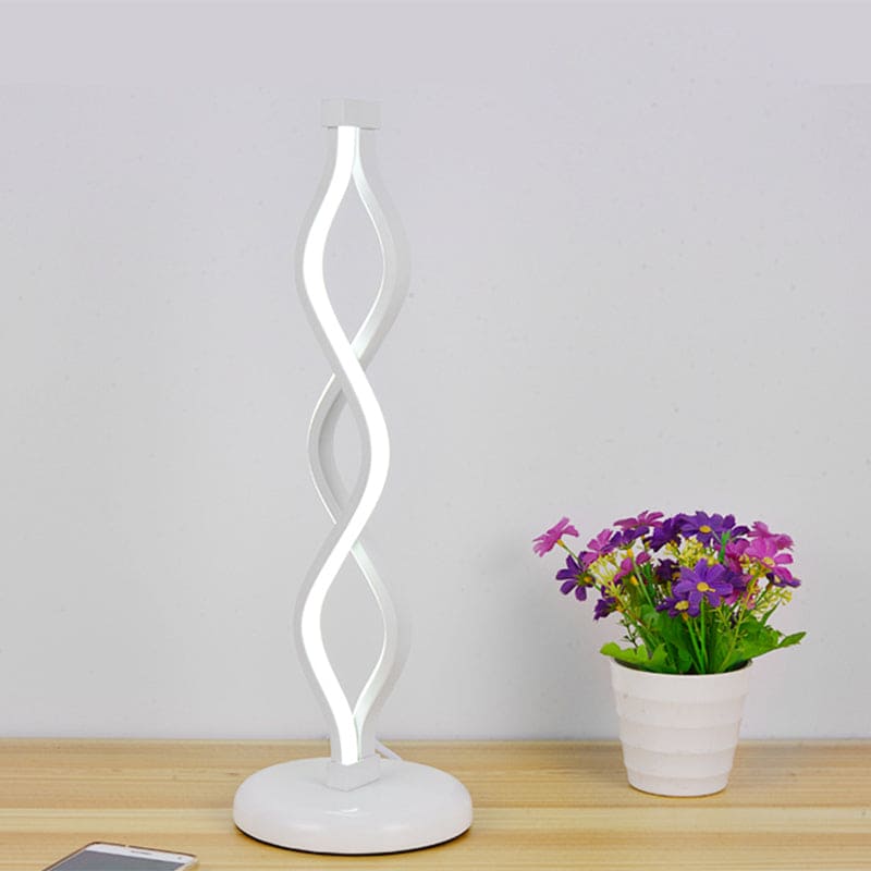 Elegante Witte LED Spiral Tafellamp – Perfect voor Stijlvolle Ruimtes