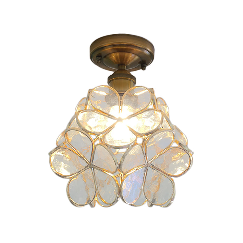 PetalLume – Retro Glazen Plafondlamp met Bloemen