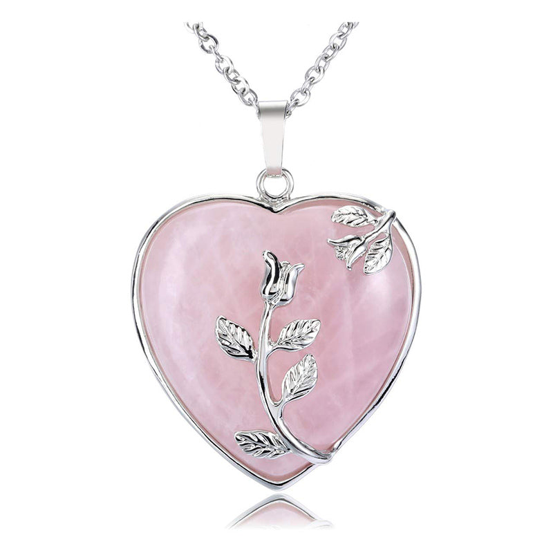 Elegante Hartvormige Rozenkwarts Halsketting - Amara Collection