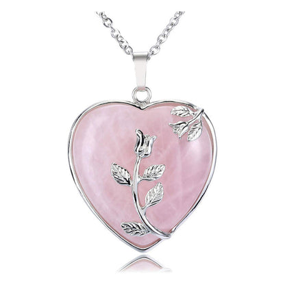 Elegante Hartvormige Rozenkwarts Halsketting - Amara Collection