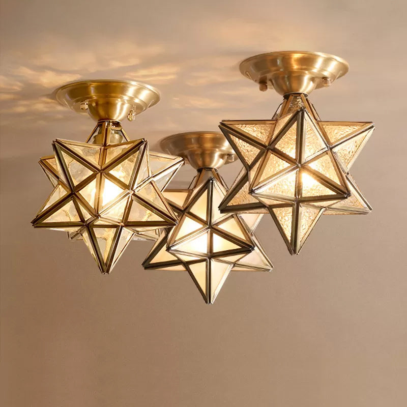 StarLuxe Ceiling - Traditionele Messing Plafondlamp met Glas
