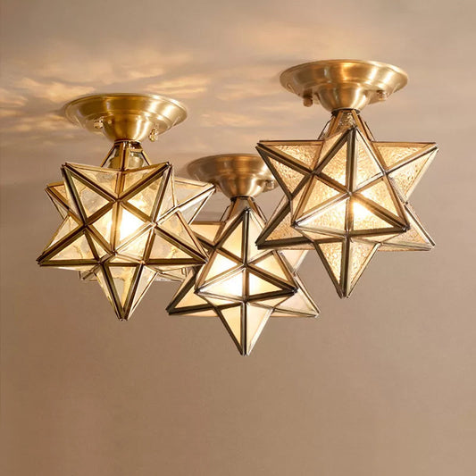 StarLuxe Ceiling - Traditionele Messing Plafondlamp met Glas