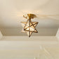 StarLuxe Ceiling - Traditionele Messing Plafondlamp met Glas