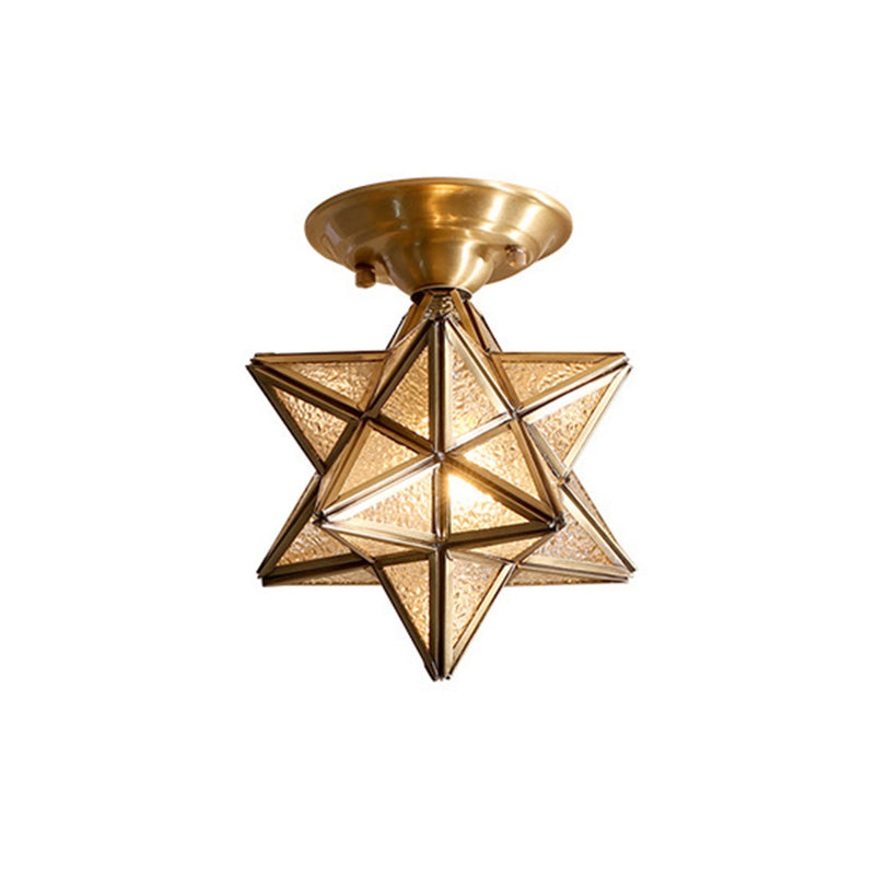 StarLuxe Ceiling - Traditionele Messing Plafondlamp met Glas
