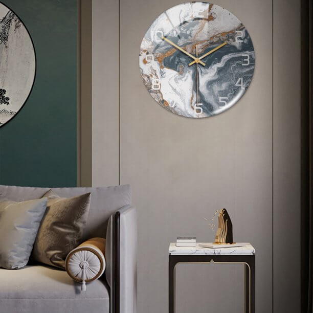Stijlvolle Marmeren Wandklok met Geruisloze Mechanisme