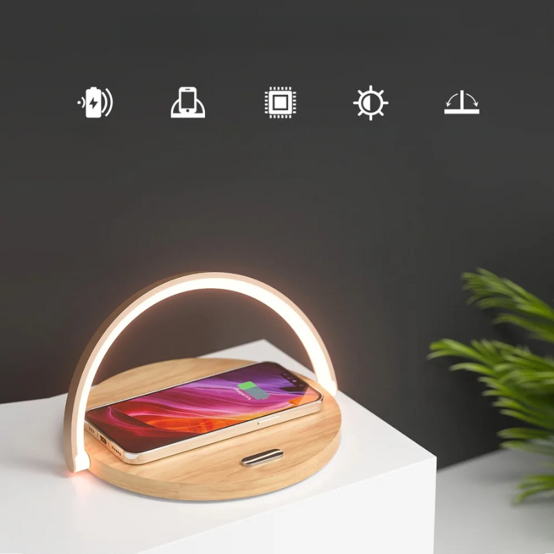 PowerGlow - Draadloze 15W Oplader met Bureau Lamp