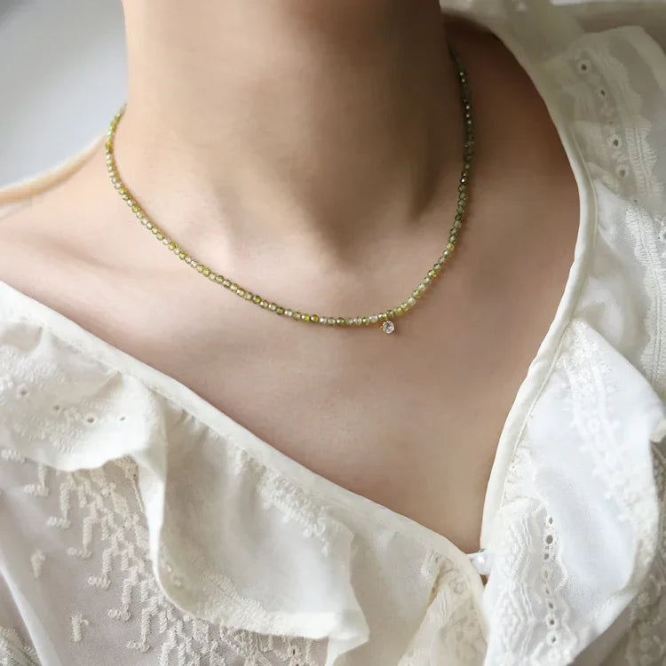 Chic Celeste Olive Green Zirconia Necklace