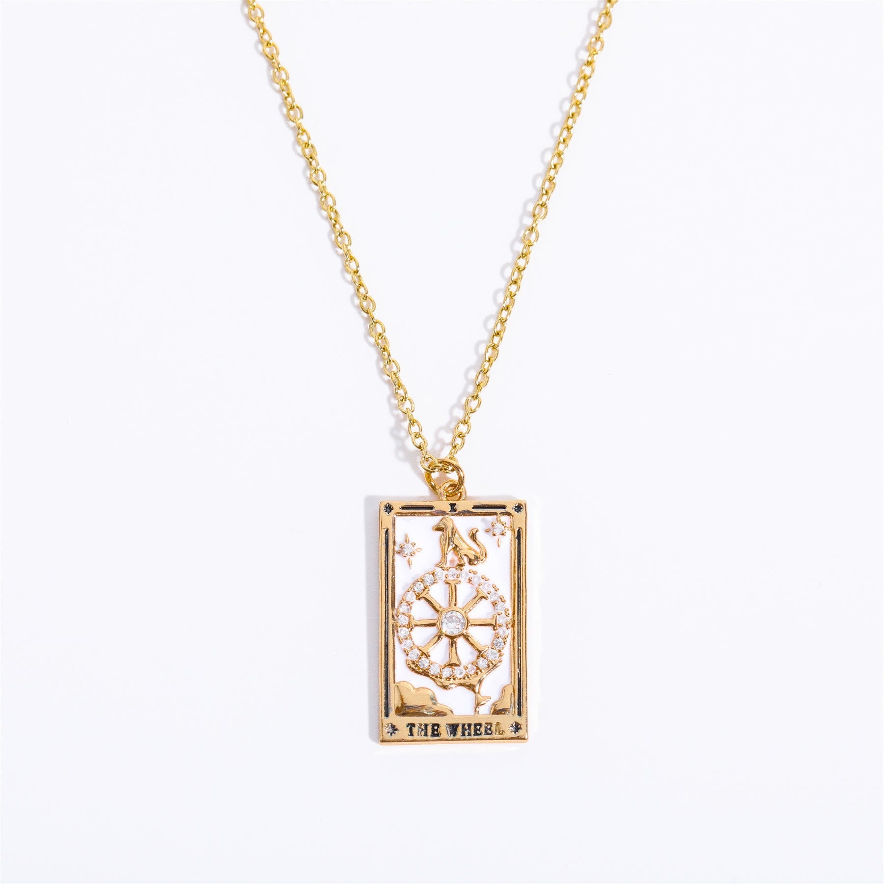 Elegante Amara Tarot Druppel Hanger Ketting met Zirkonia Vergulding