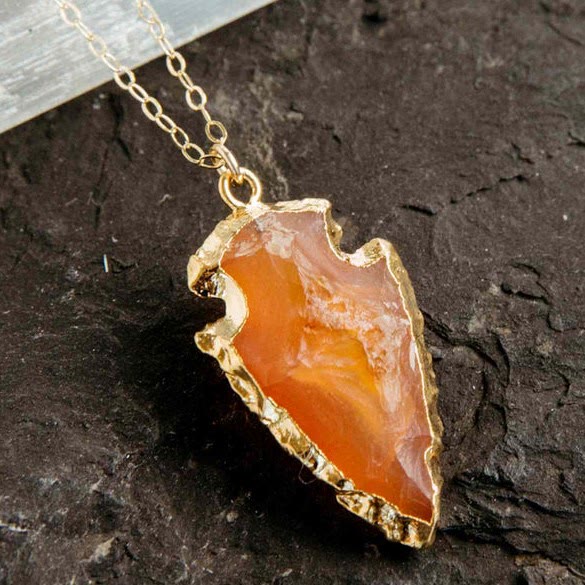 Prachtige Aeliana Natuurlijke Carnelian Kristal Pijlpunt Halsketting