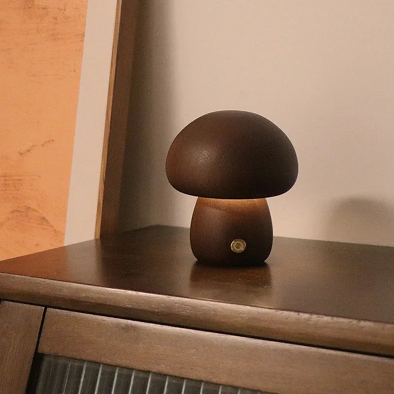 GlowShroom - Sfeervolle Houten LED Nachtlamp
