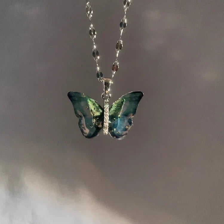 Elegant Elina Blue Butterfly Necklace