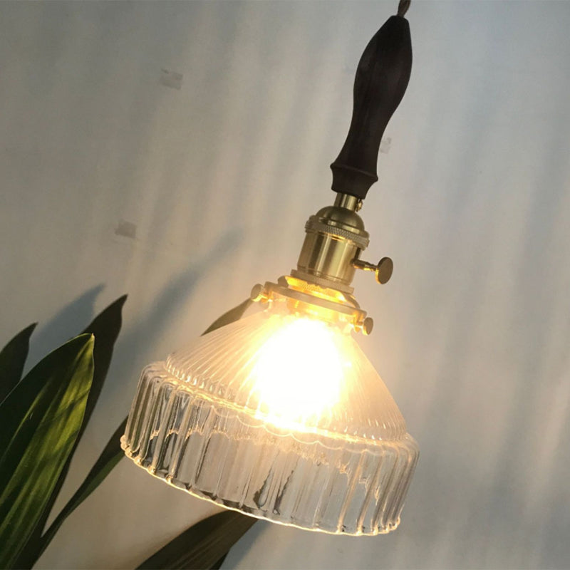 LoftLuxe Pendant - Rustieke Hanglamp met Gestreept Glas