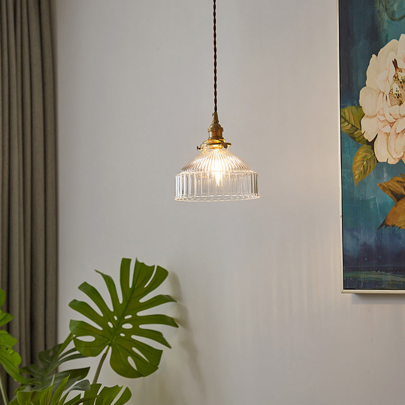 LoftLuxe Pendant - Rustieke Hanglamp met Gestreept Glas