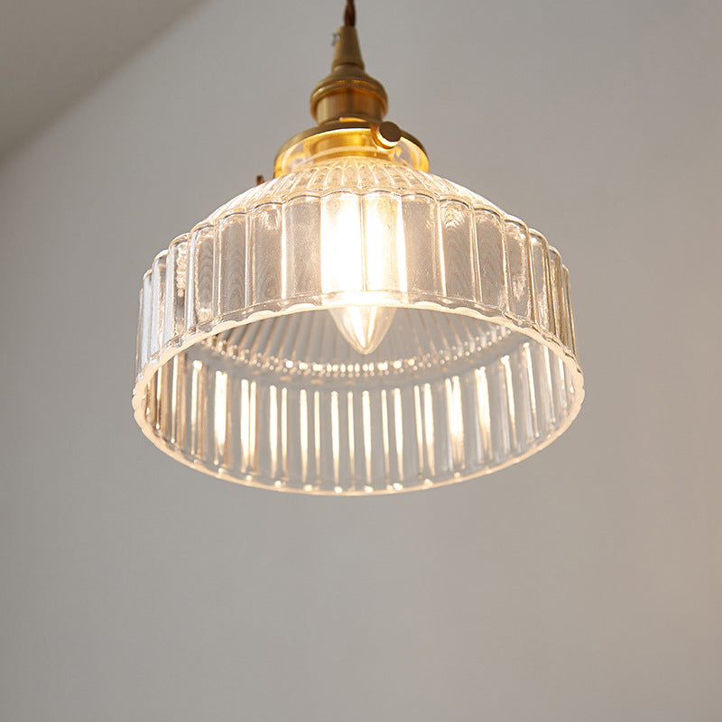 LoftLuxe Pendant - Rustieke Hanglamp met Gestreept Glas